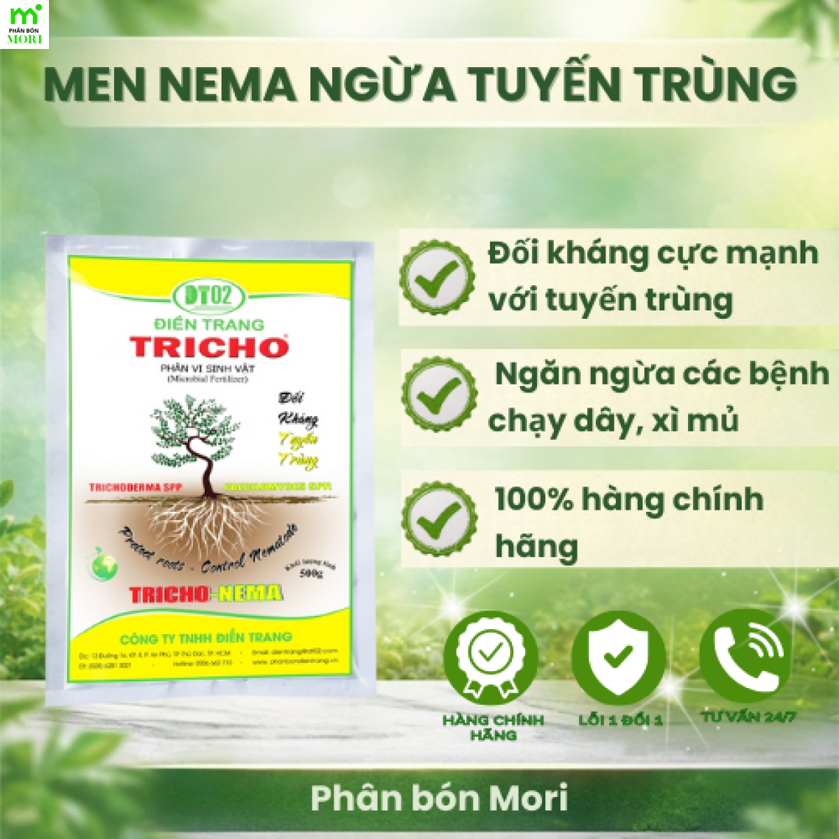 TRICHO NEMA Điền Trang 500g – Vi Sinh Tuyến Trùng, Thối Rễ