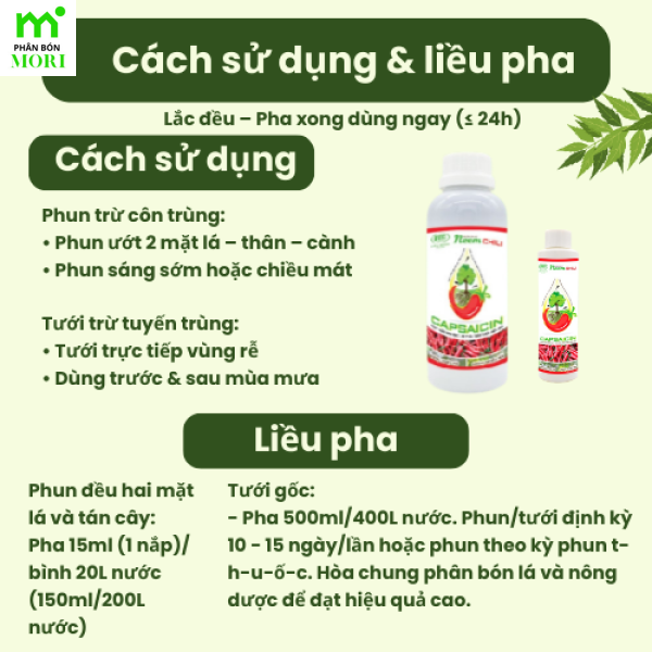 Bám dính neem chili 500ml chiết suất tỏi sả ớt kiểm soát côn trùng