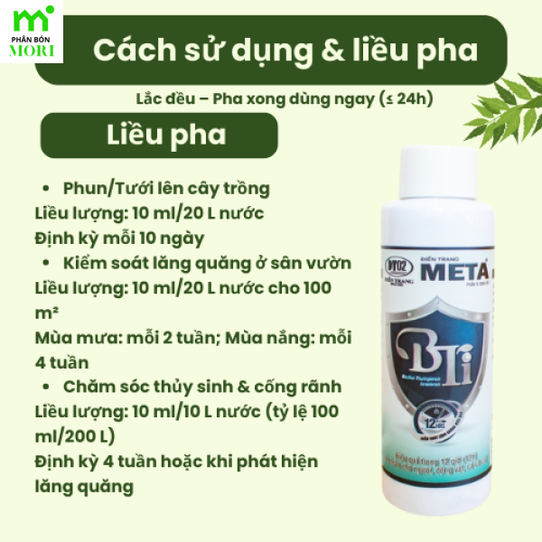 PHÂN VI SINH ĐIỀN TRANG-META BTi 100ml Bí Quyết Kiểm Soát Lăng Quăng Trong 12 Giờ